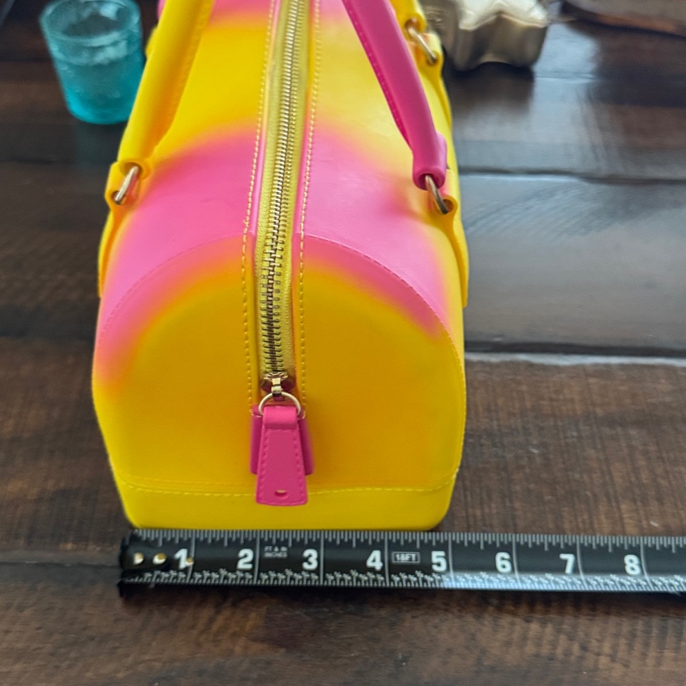 Y2K Neon Jelly Mini Satchel Bag – Pink & Yellow Ombre Top Handle Purse - Picture 14 of 17